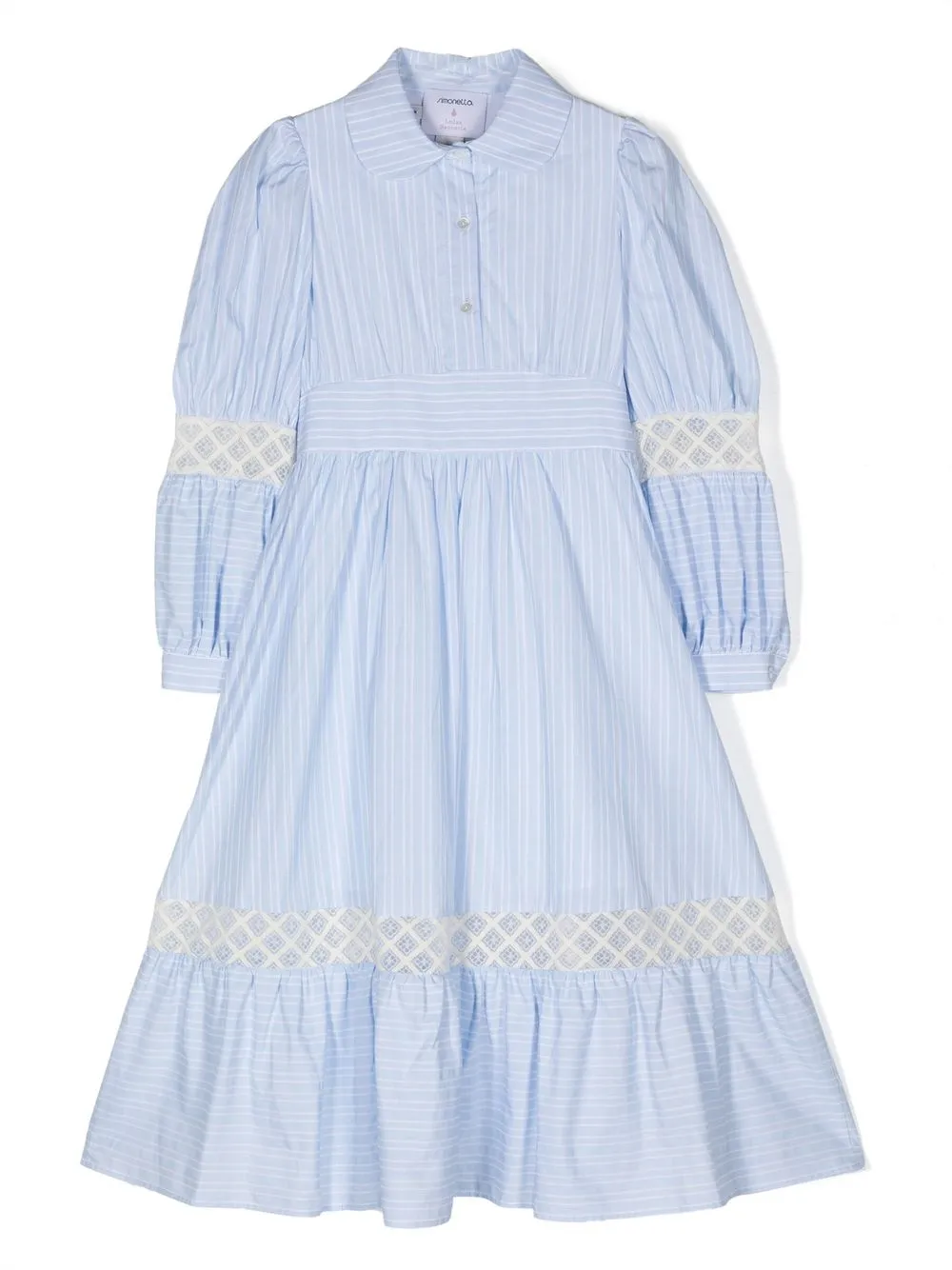 

Simonetta vestido camisero con ribete de encaje - Azul