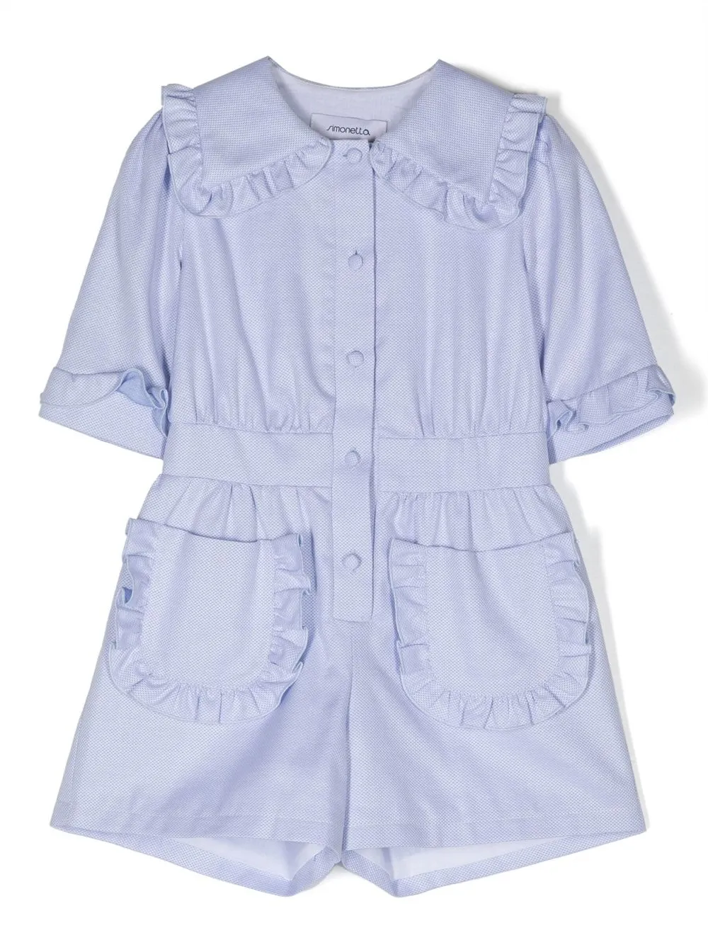 

Simonetta ruffle-detail buttoned playsuit - Blue