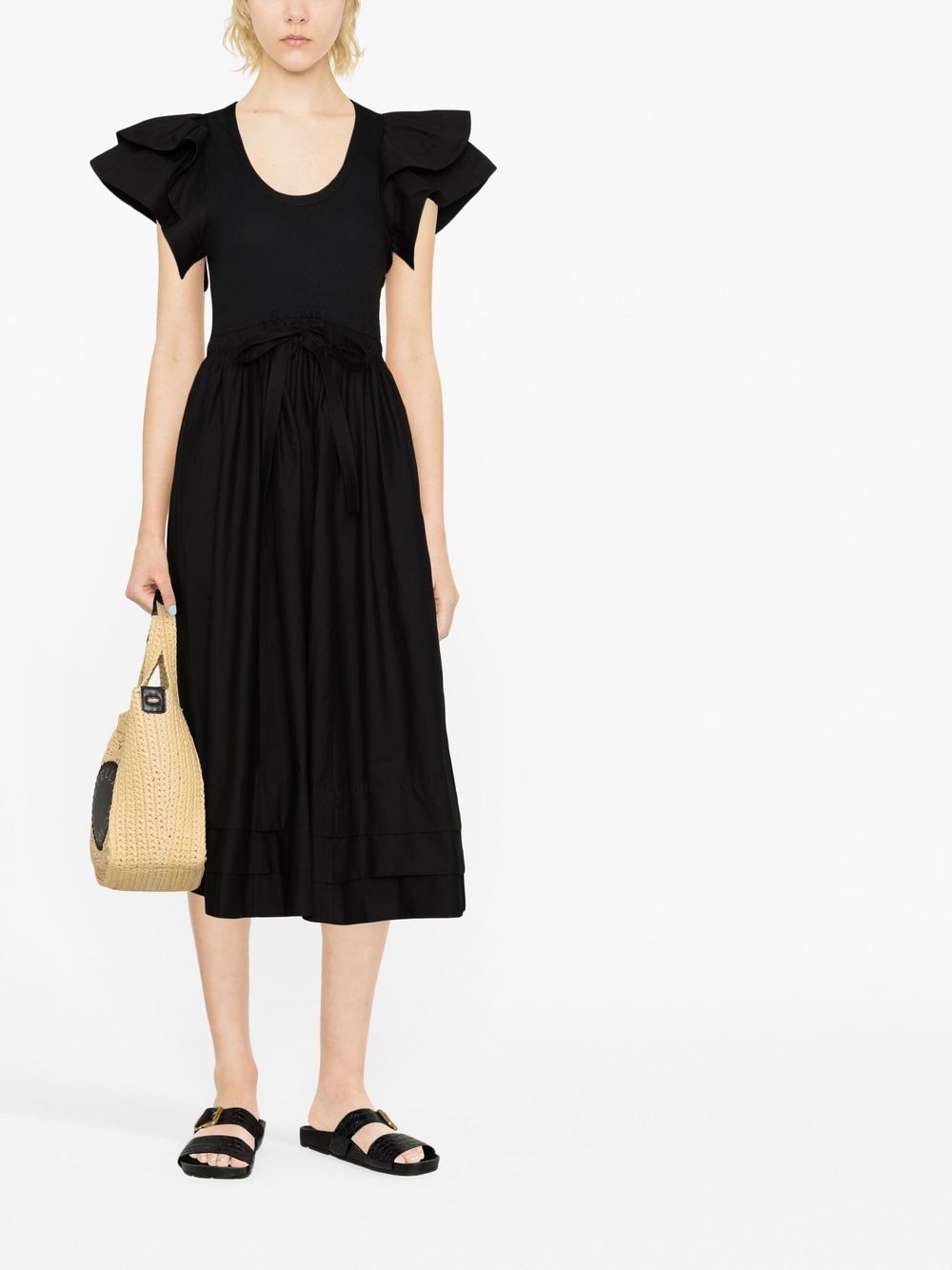 Ulla Johnson Midi-jurk met ruches - Zwart