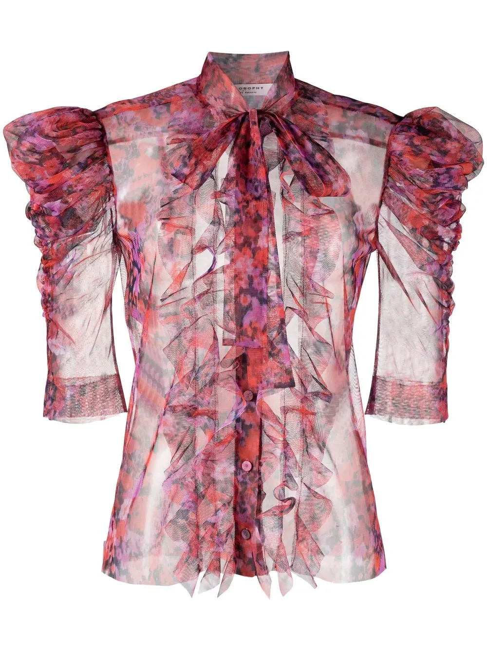 

Philosophy Di Lorenzo Serafini floral-print ruffled-sleeves blouse - Red