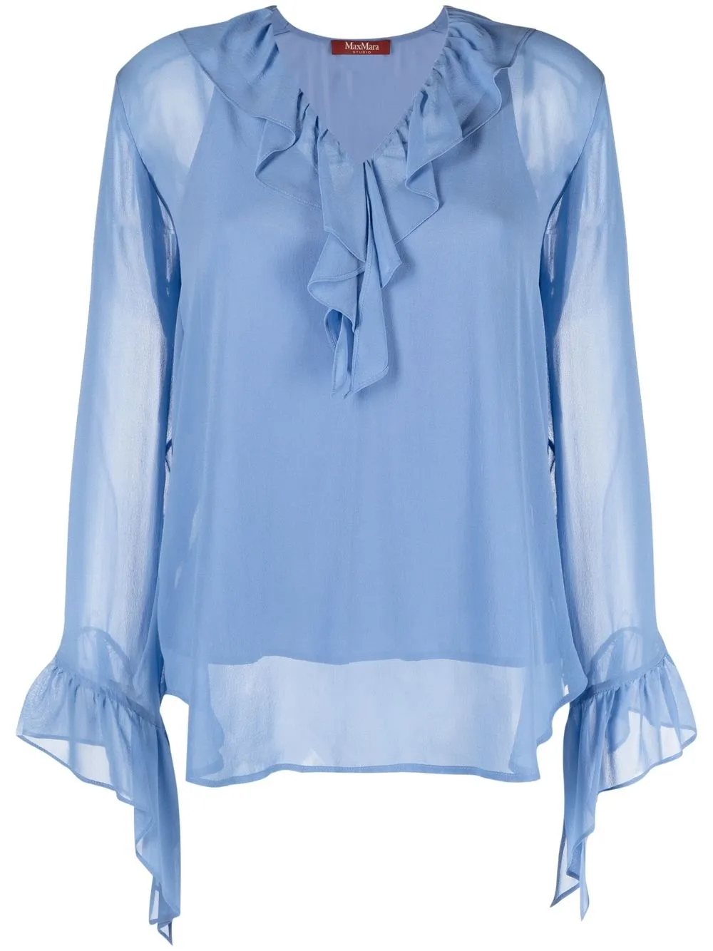 

'S Max Mara ruffle silk blouse - Blue