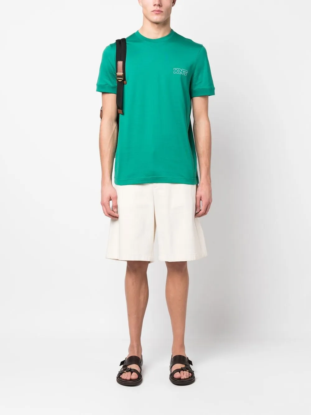 Kiton T-shirt met geborduurd logo - Groen