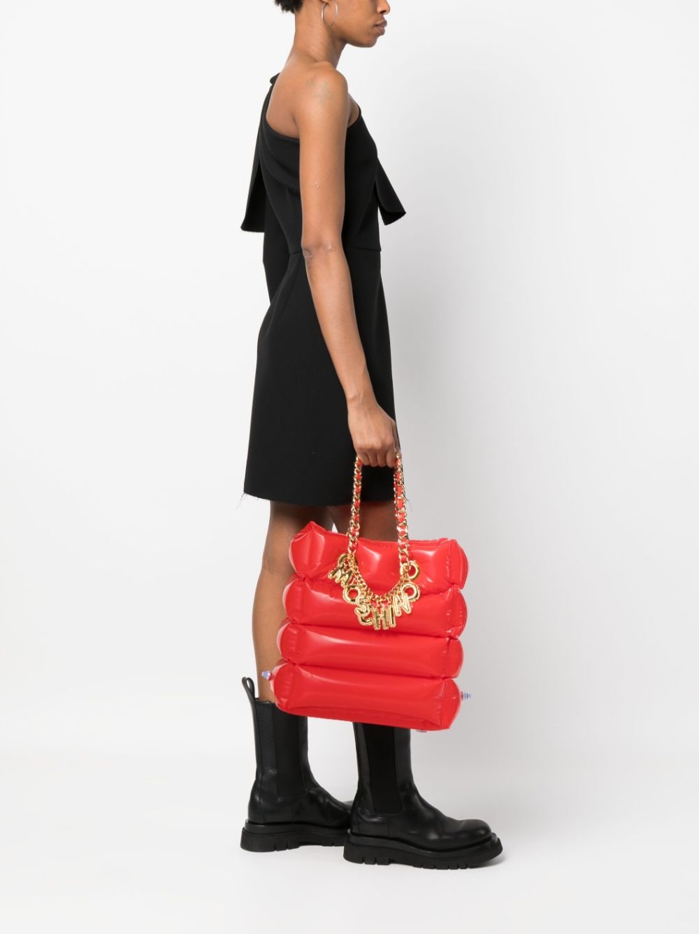 Moschino Schoudertas met logo - Rood