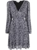 Michael Michael Kors pleated zebra-print mini dress - Black