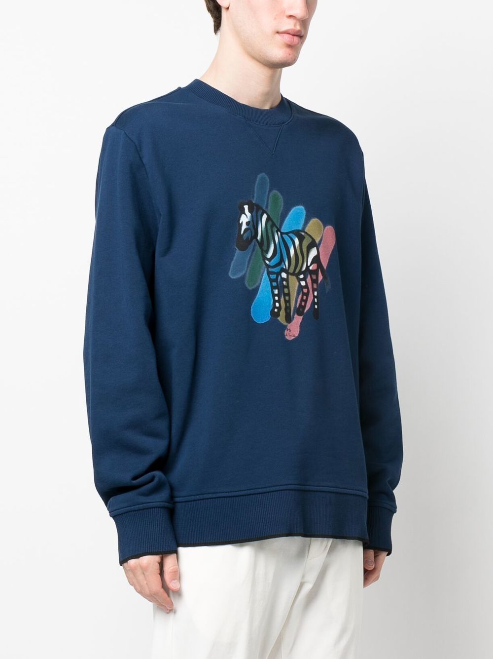 Shop Ps By Paul Smith Zebra-logo Organic Cotton Sweatshirt In Blau