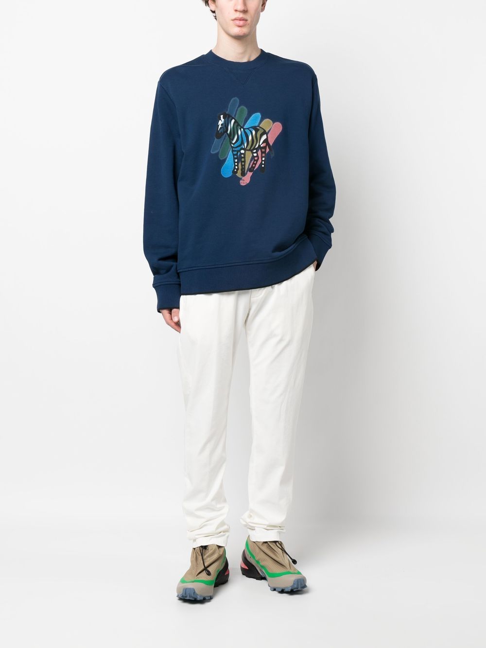 Shop Ps By Paul Smith Zebra-logo Organic Cotton Sweatshirt In Blau