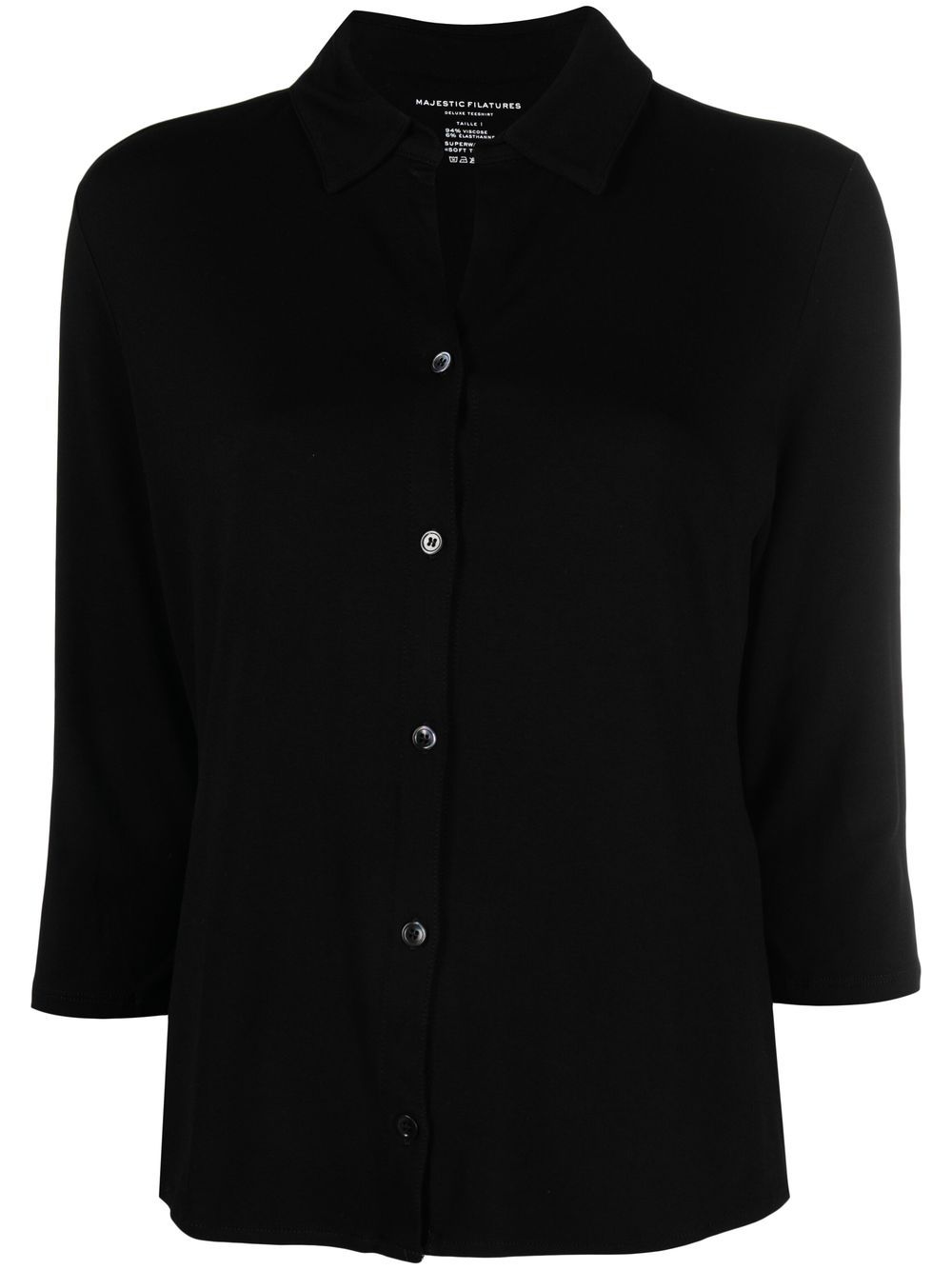 Majestic Three-quarter Length Sleeves Shirt In Black