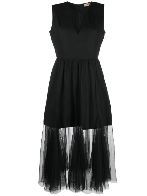 TWINSET vestido midi con ribete de tul