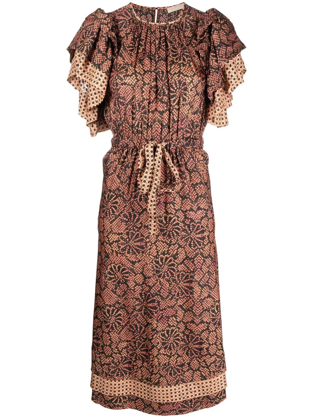 

Ulla Johnson vestido manga corta con estampado floral - Rosado