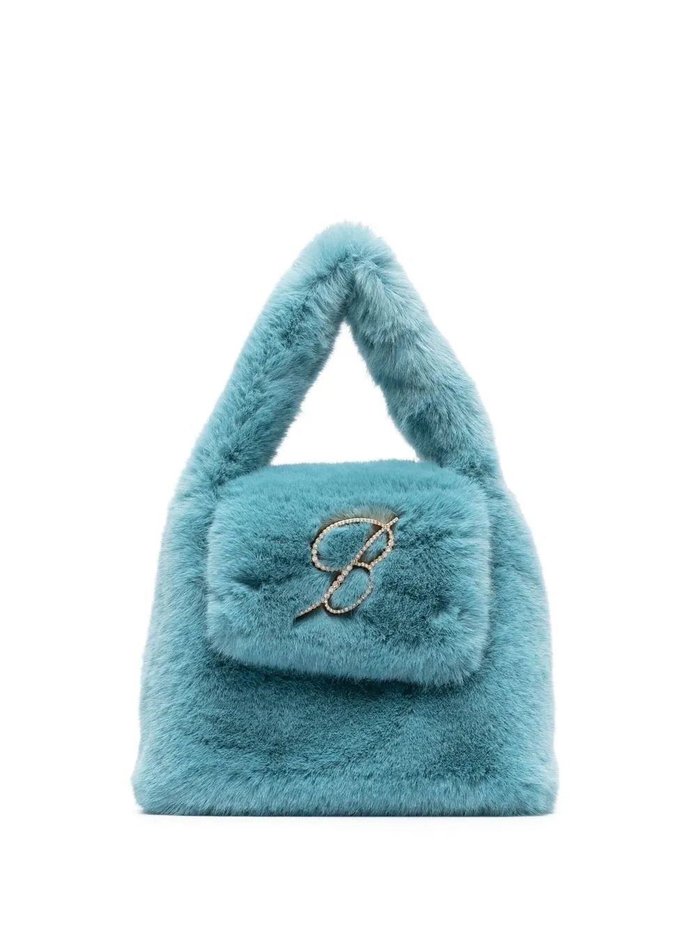 

Blumarine logo-plaque eco-fur tote bag - Blue