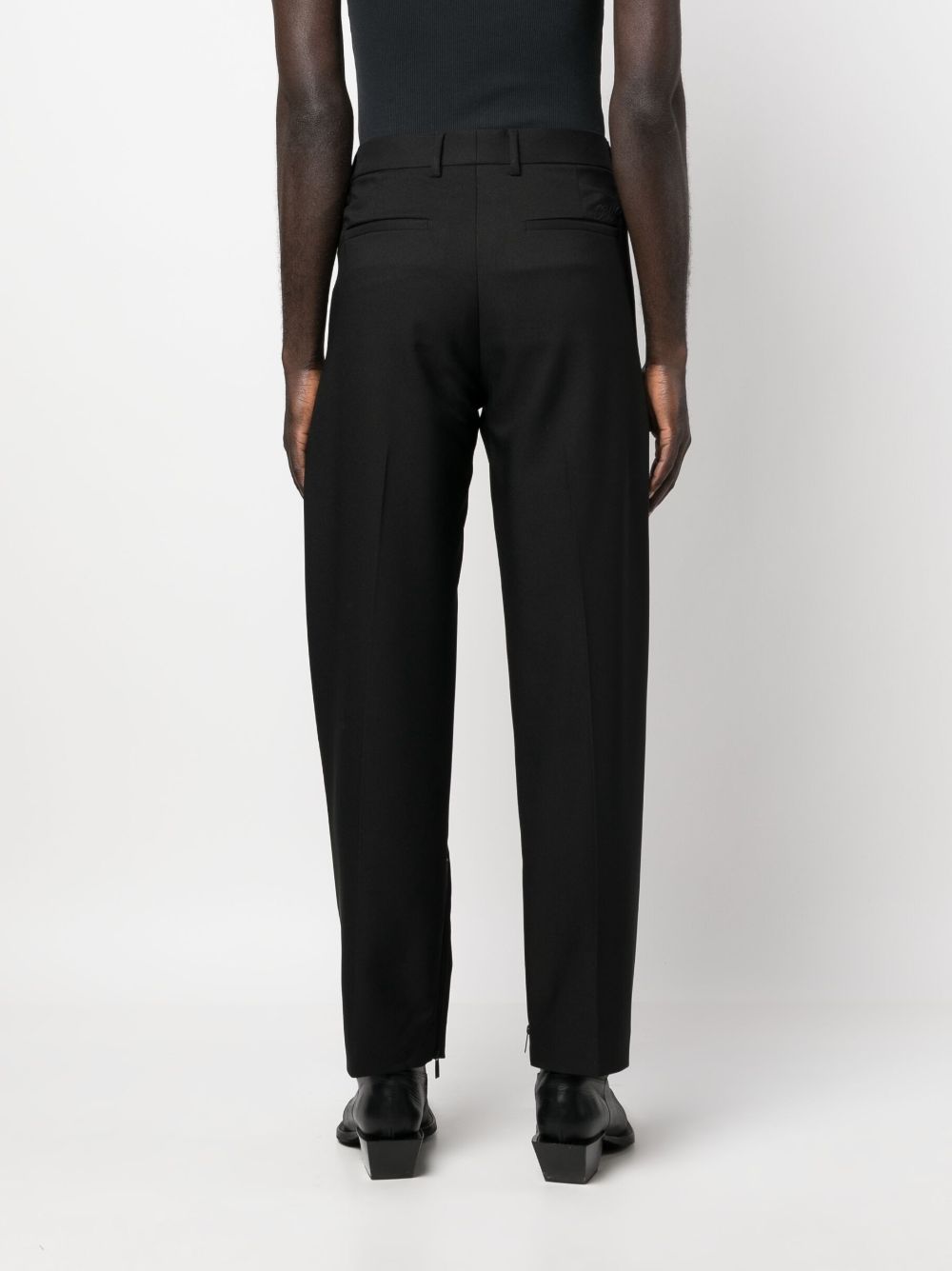 Shop Off-white Logo-embroidered Tailored Trousers In Black