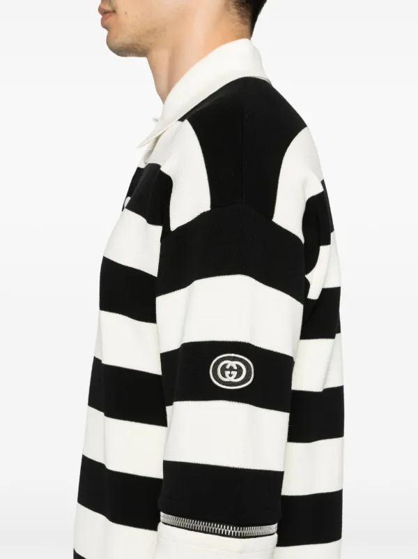 Gucci detachable sleeves Striped Polo Shirt Neutrals FARFETCH AE