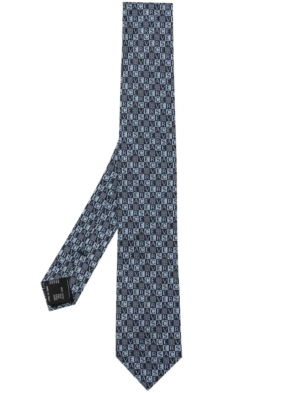 

Versace logo jacquard silk tie - Blue