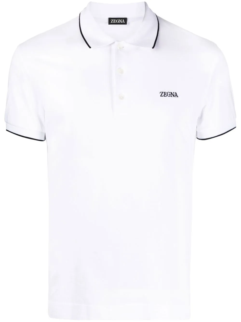 

Zegna embroidered-logo polo collar - White