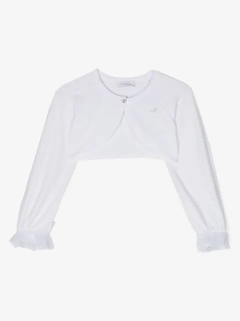 Monnalisa crystal-embellished cropped cardigan
