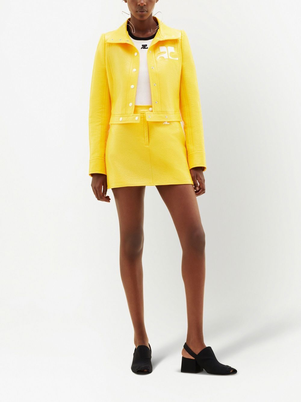 Shop Courrèges Re-edition Logo-patch Mini Skirt In Yellow