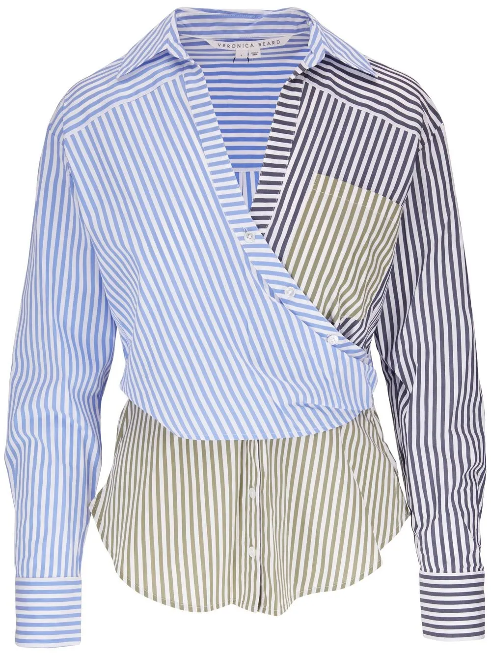 

Veronica Beard camisa a rayas con diseño cruzado - Azul