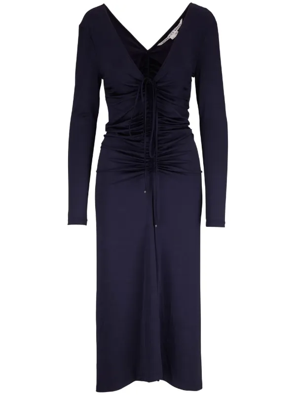 Veronica Beard Ruched V-neck Dress - Blue