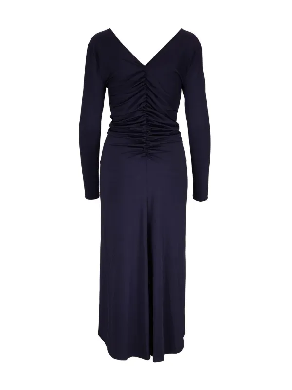 Veronica Beard ruched-detail V-neck Dress | Blue | FARFETCH