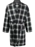 Neighborhood checkerboard print belted coat - Black