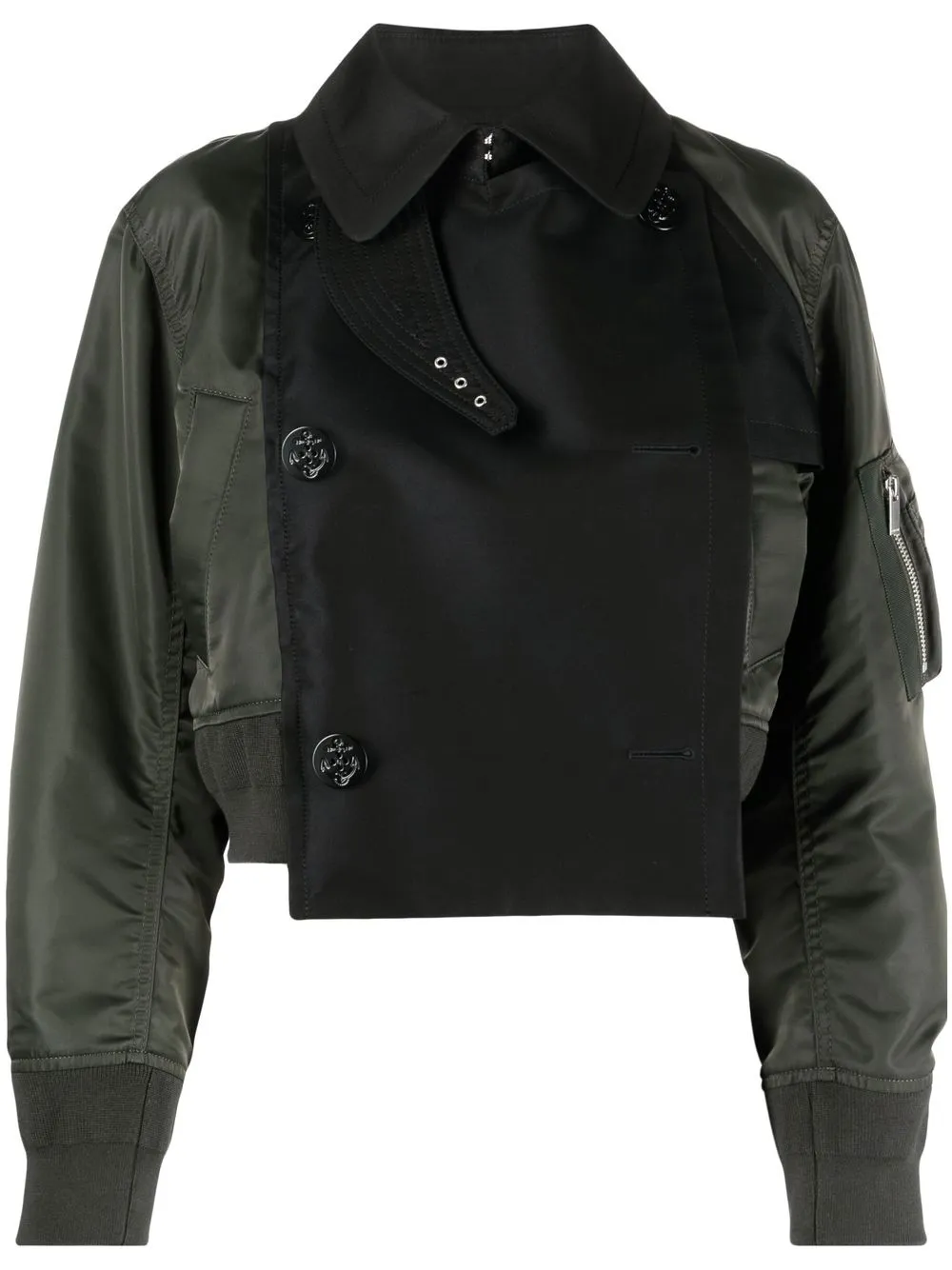 

sacai panelled cotton-blend bomber jacket - Green