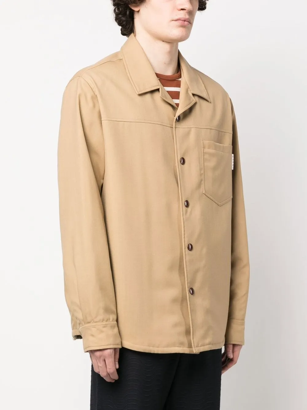 Shop Marni Virgin Wool Shirt Jacket In Neutrals