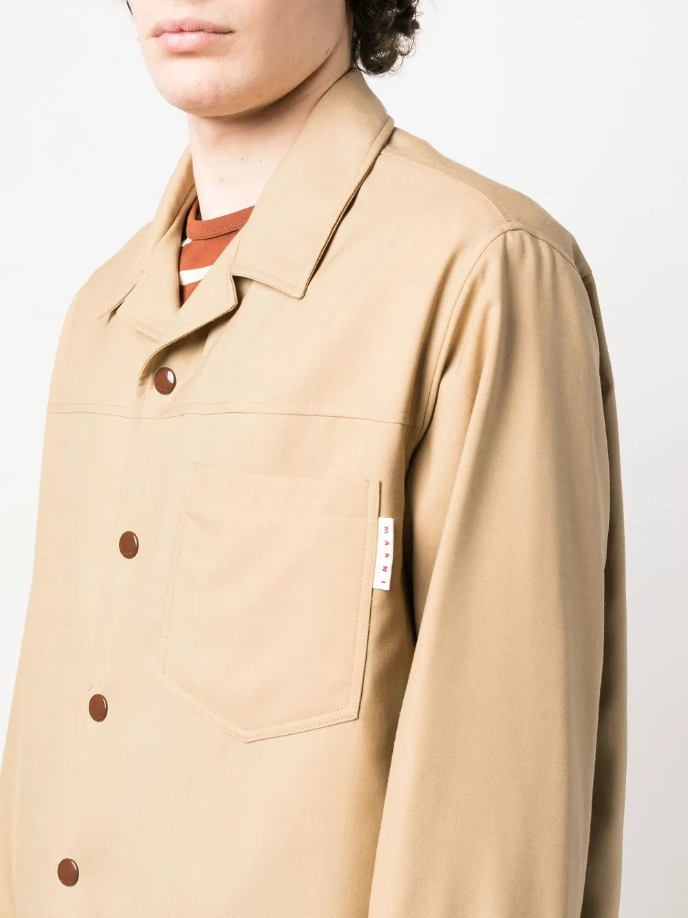 Shop Marni Virgin Wool Shirt Jacket In Neutrals