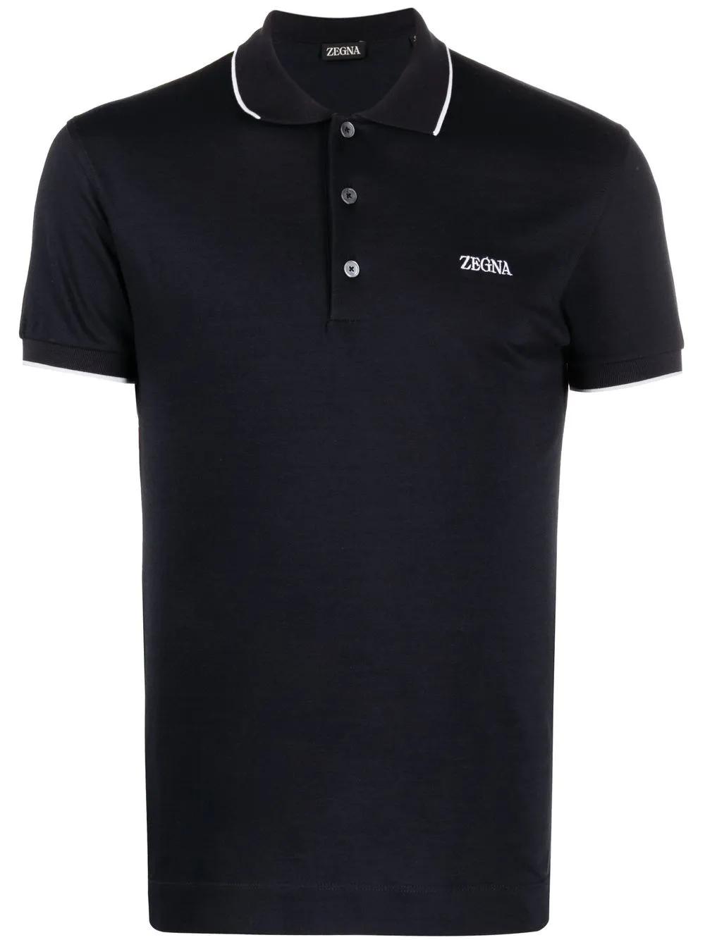 

Zegna logo-embroidered tipped polo shirt - Blue