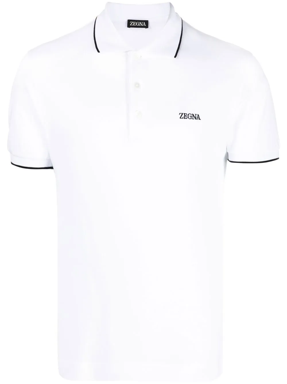 

Zegna logo-embroidered tipped polo shirt - White