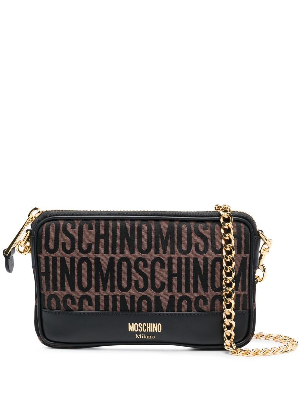 Moschino Fantasia Logo-print Crossbody Bag In Brown
