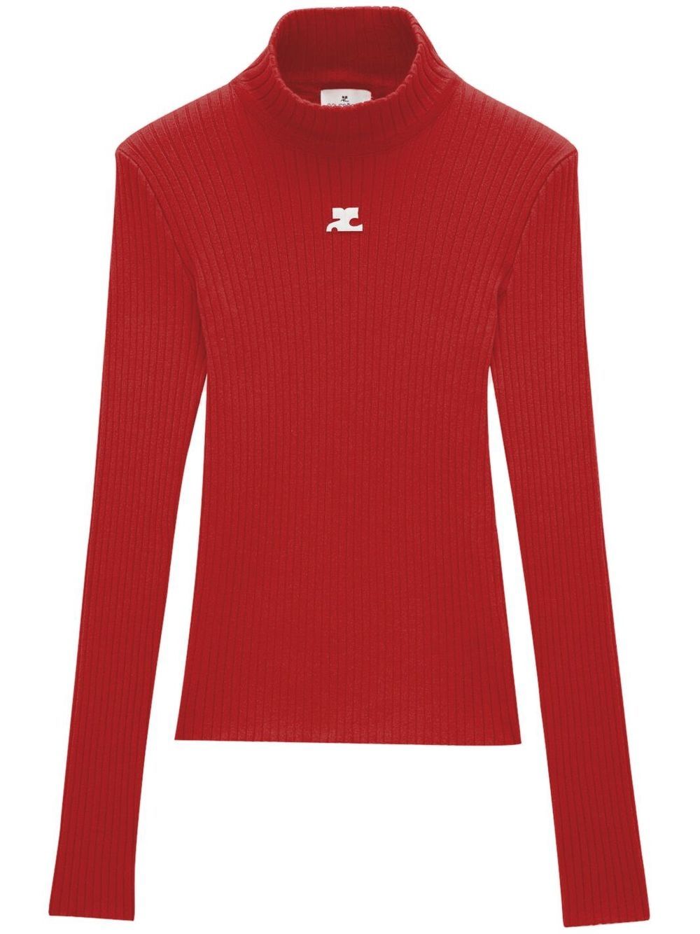 Courrèges ribbed-knit logo-patch top