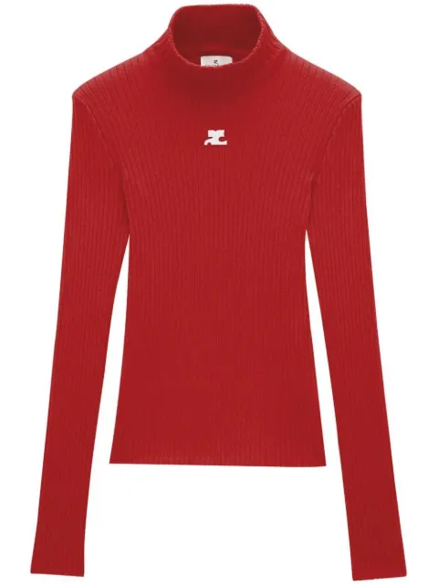 Courrèges logo-embroidered ribbed sweater