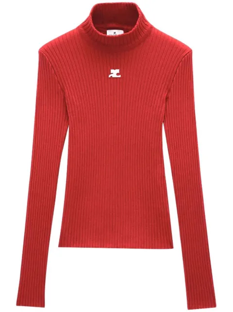 Courrèges logo-patch mock-neck sweater
