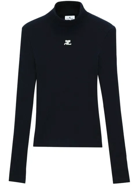 Courrèges logo-patch mock-neck sweater