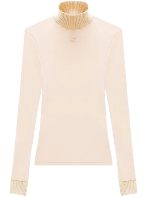 Courrèges logo high-neck knitted top