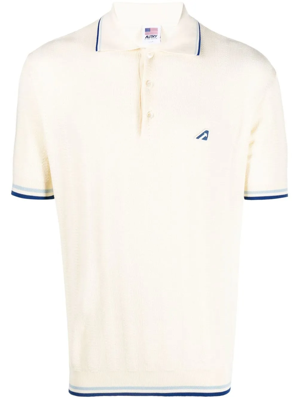 

Autry logo-patch knitted polo shirt - Neutrals