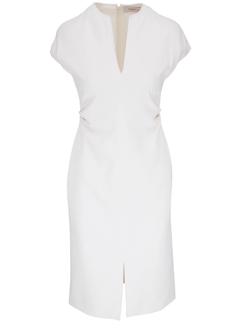 Agnona V-neck Cotton-bend Midi Dress In White | ModeSens