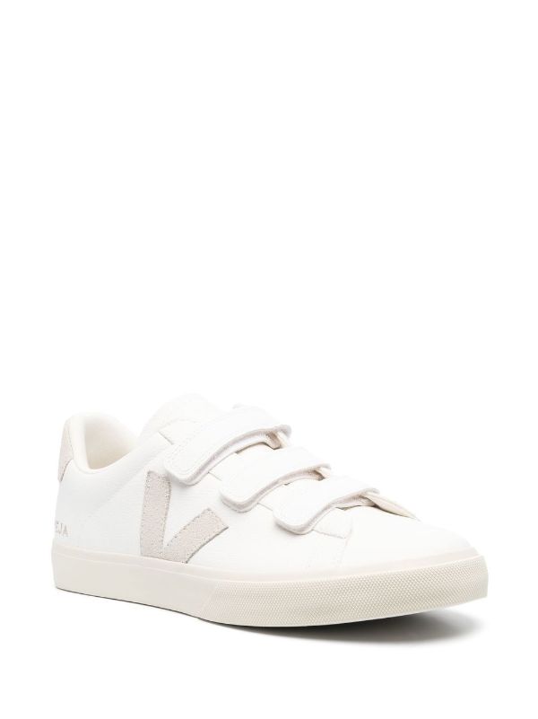 Veja 3-lock' Triple Velcro Strap Leather Sneakers in White