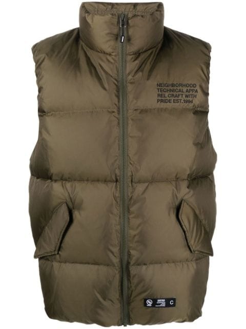 Neighborhood - logo-embroidered padded down vest