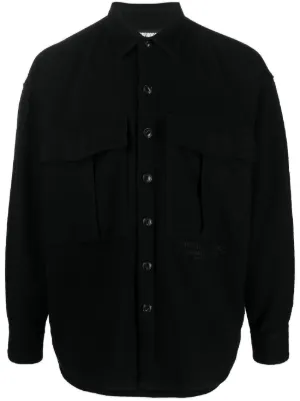 Raf Simons logo-embroidered long-sleeve Shirt | Black | FARFETCH