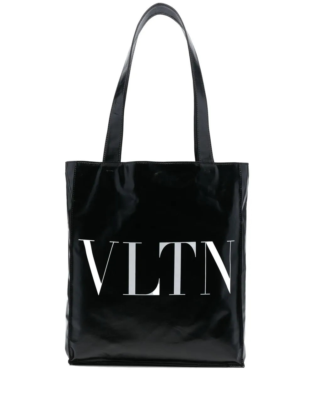 

Valentino Garavani VLTN-print patent leather tote bag - Black