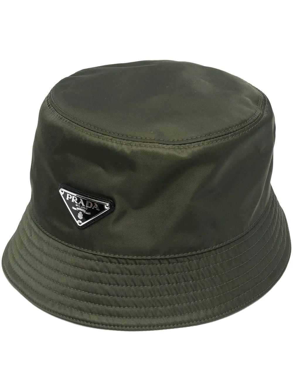 Logo Tab Bucket Hat in Beige - Prada