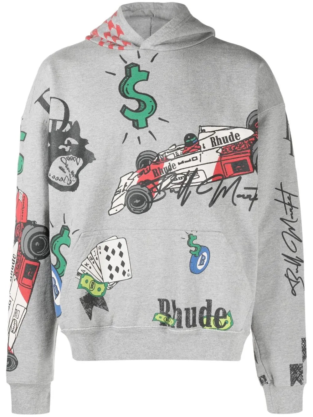 

Rhude doodle-print hoodie - Grey