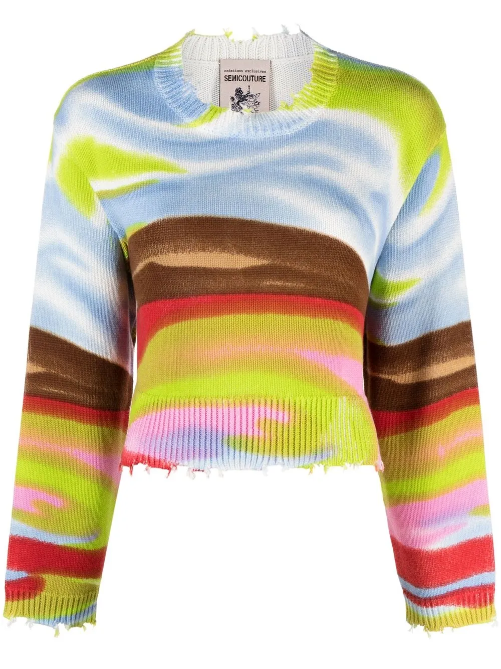 

Semicouture abstract-print crew-neck jumper - Blue