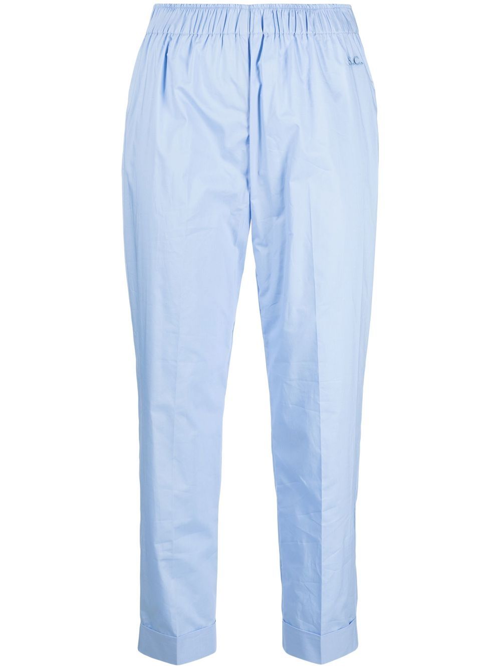 

Semicouture embroidered-logo cropped trousers - Blue