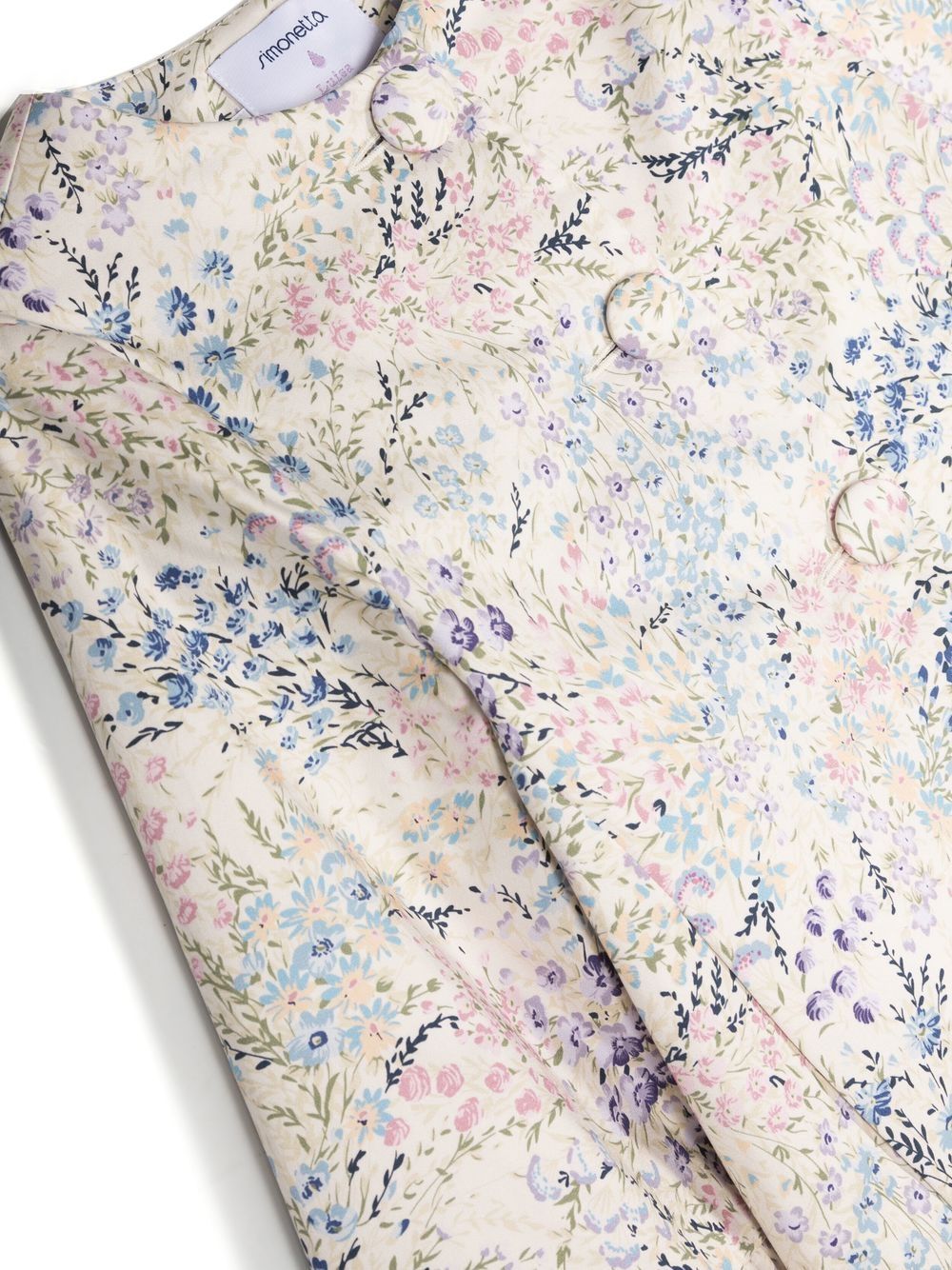 Shop Simonetta Floral-print Flounce-sleeve Coat In 中性色