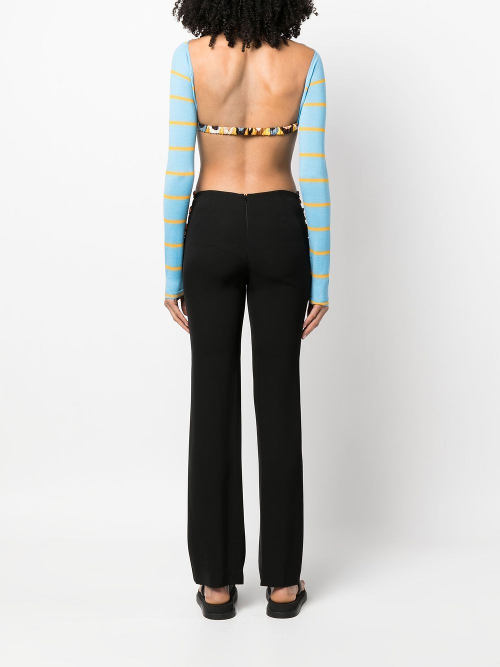 Shop Pucci Stripe-jacquard Wool Cropped Top In Blau