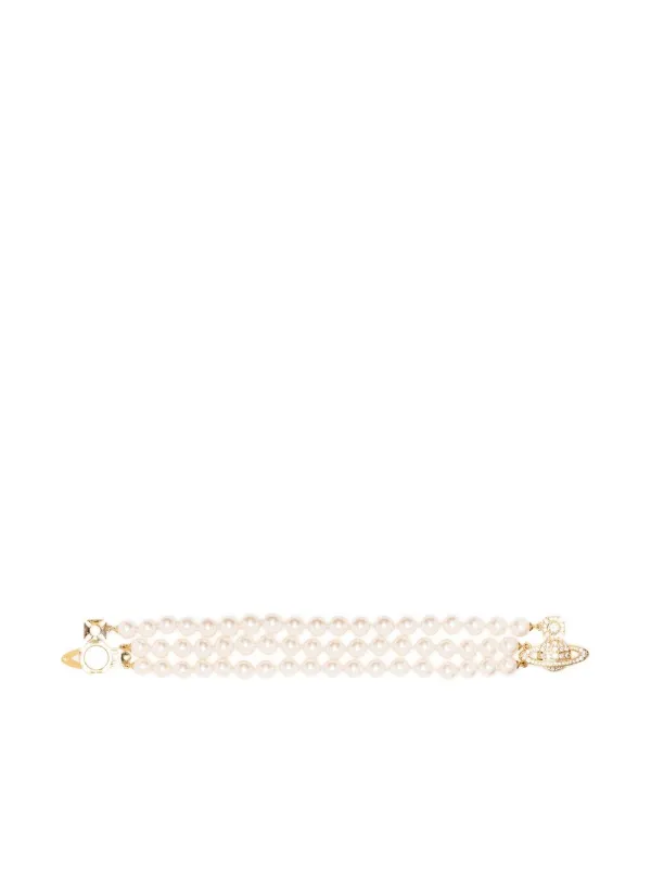 Vivienne Westwood Three-row Bas Relief Bracelet in Neutrals