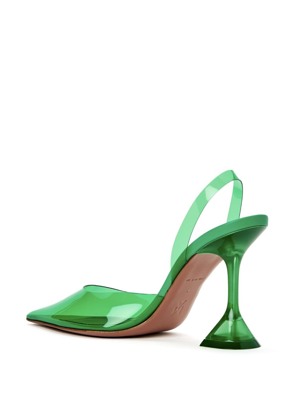 Amina Muaddi Green Holli Glass Sling Heels | ModeSens