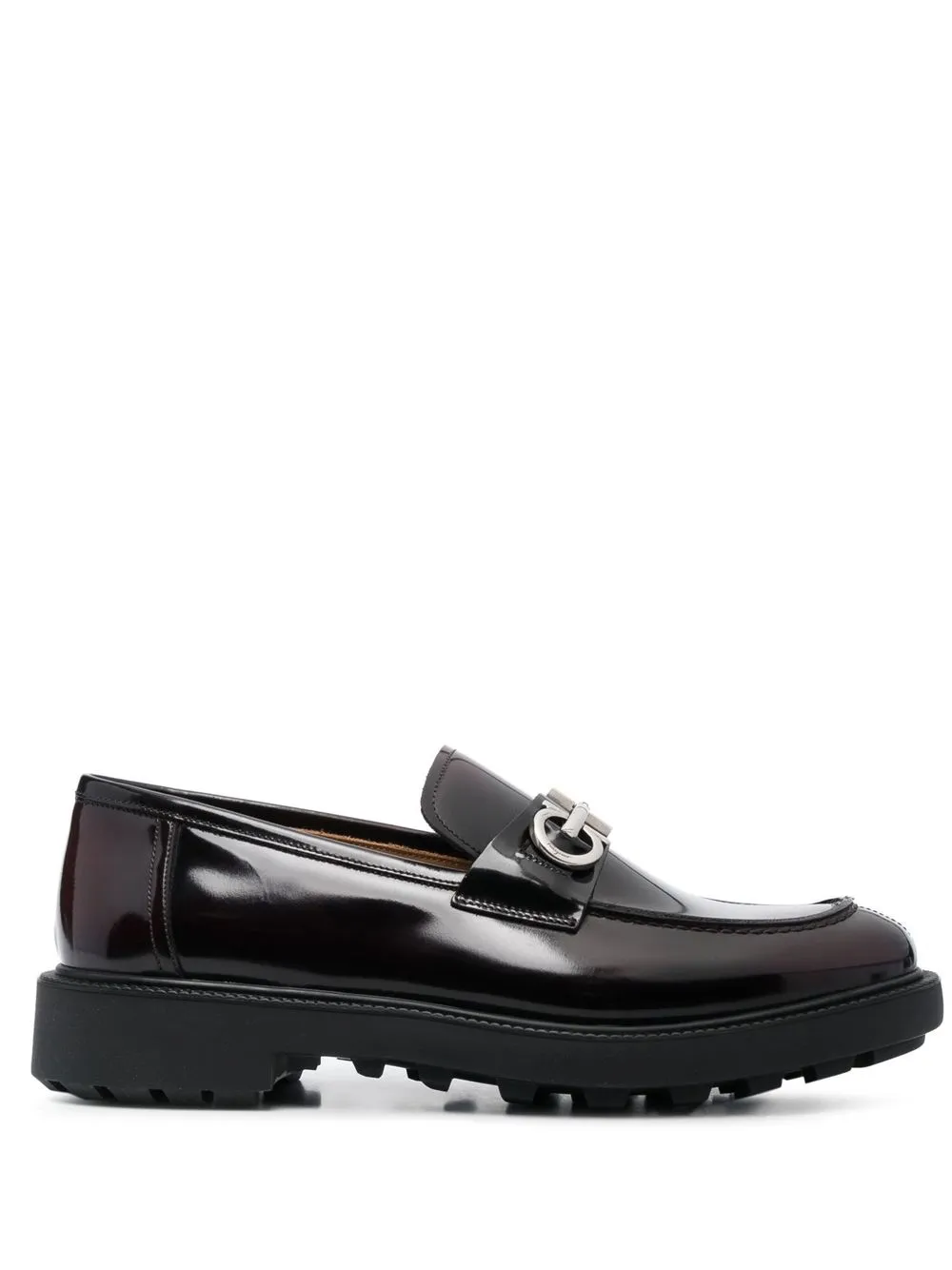 

Ferragamo Gancini-buckle chunky patent loafers - Brown